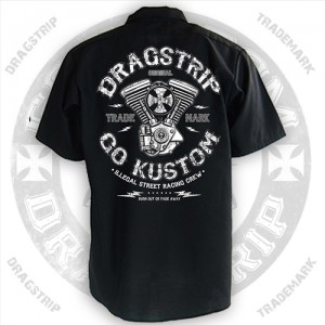 Dragstrip Clothing Mens Work Shirt V-Twin Engine Design !